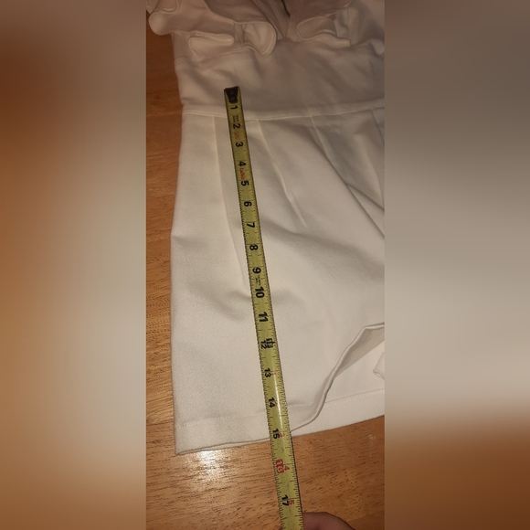 Ruffled V-Neck White Denim Romper - Picture 10 of 14